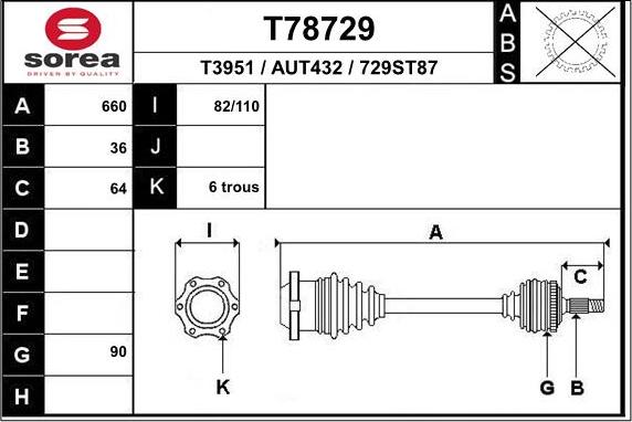 EAI T78729 - Albero motore / Semiasse autozon.pro