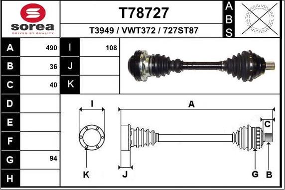 EAI T78727 - Albero motore / Semiasse autozon.pro