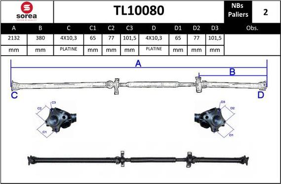 EAI TL10080 - Albero cardanico, Trasmissione al ponte autozon.pro