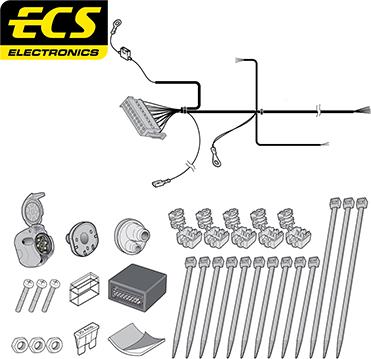 ECS BW017B1U - Kit elettrico, Gancio traino autozon.pro