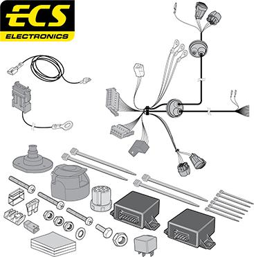 ECS OP072DHU - Kit elettrico, Gancio traino autozon.pro