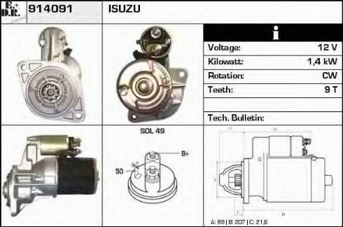 EDR 914091 - Motorino d'avviamento autozon.pro