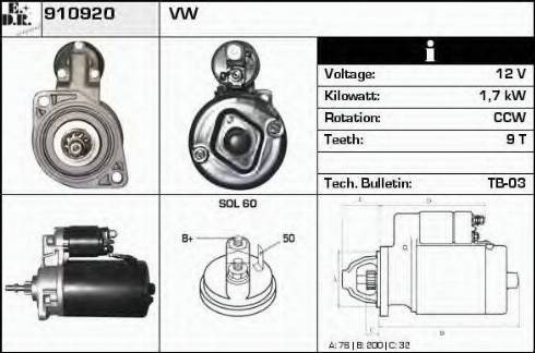 EDR 910920 - Motorino d'avviamento autozon.pro