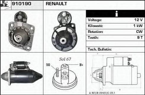 EDR 910190 - Motorino d'avviamento autozon.pro