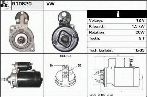 EDR 910820 - Motorino d'avviamento autozon.pro