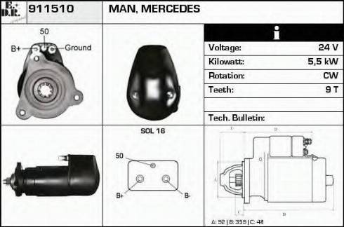 EDR 911510 - Motorino d'avviamento autozon.pro