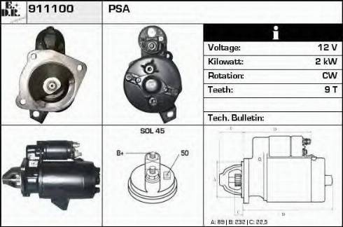 EDR 911100 - Motorino d'avviamento autozon.pro