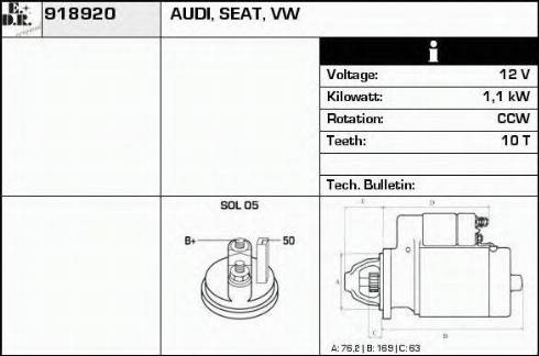 EDR 918920 - Motorino d'avviamento autozon.pro