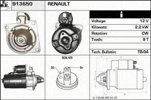 EDR 913650 - Motorino d'avviamento autozon.pro