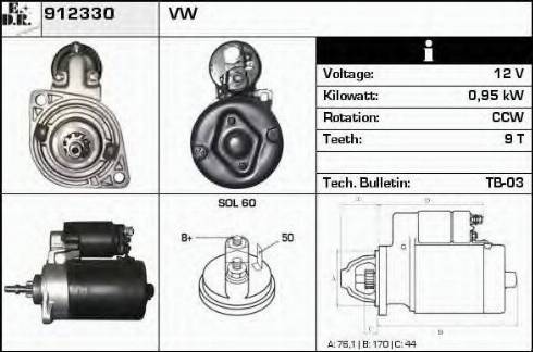 EDR 912330 - Motorino d'avviamento autozon.pro