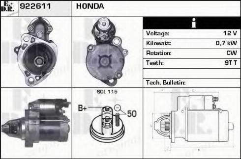 EDR 922611 - Motorino d'avviamento autozon.pro