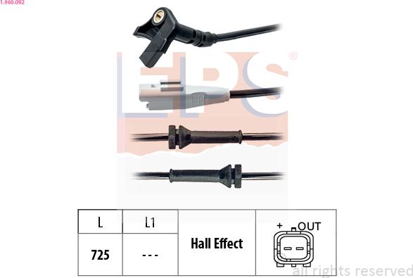 EPS 1.960.092 - Sensore, N° giri ruota autozon.pro