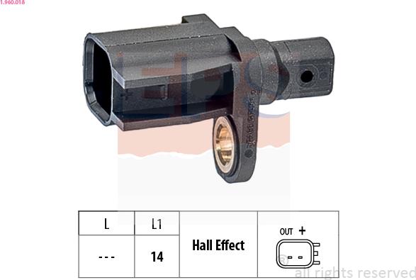 EPS 1.960.018 - Sensore, N° giri ruota autozon.pro