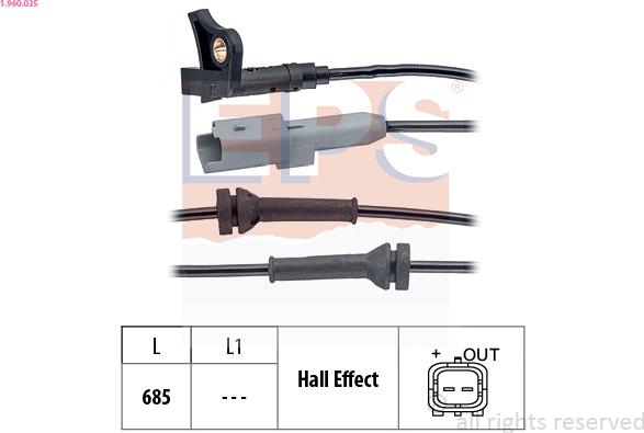 EPS 1.960.035 - Sensore, N° giri ruota autozon.pro