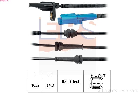 EPS 1.960.025 - Sensore, N° giri ruota autozon.pro