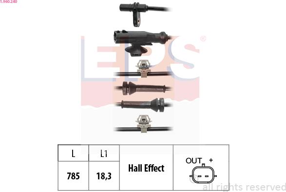 EPS 1.960.240 - Sensore, N° giri ruota autozon.pro