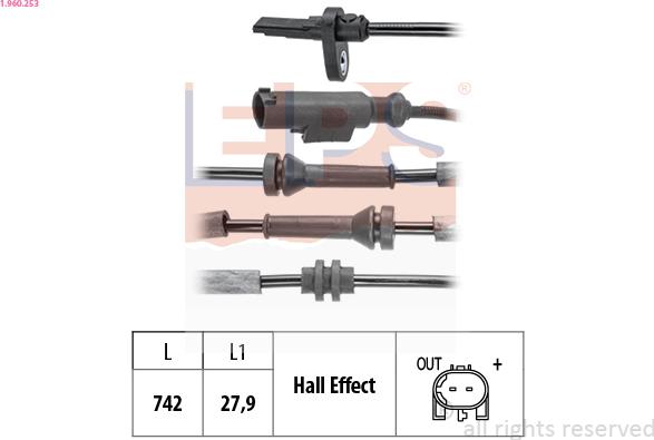 EPS 1.960.253 - Sensore, N° giri ruota autozon.pro