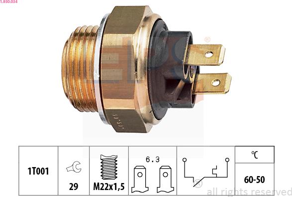 EPS 1.850.034 - Termocontatto, Ventola radiatore autozon.pro