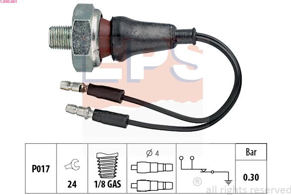 EPS 1.800.061 - Sensore, Pressione olio autozon.pro