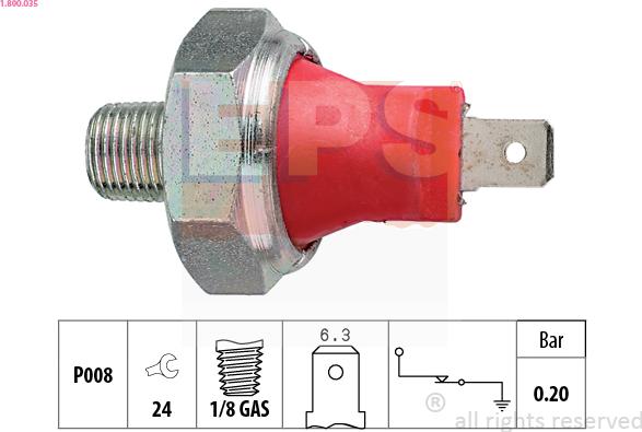 EPS 1.800.035 - Sensore, Pressione olio autozon.pro