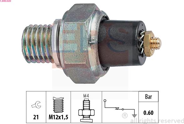 EPS 1.800.020 - Sensore, Pressione olio autozon.pro