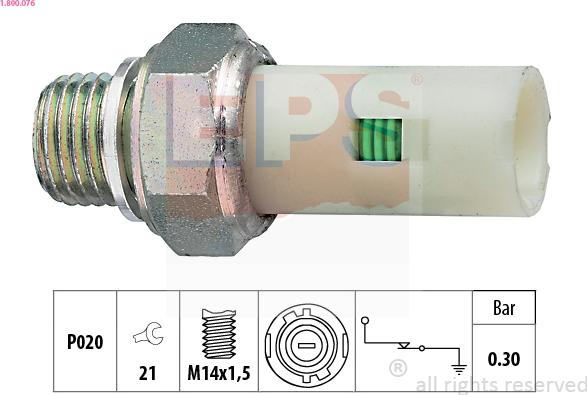 EPS 1.800.076 - Sensore, Pressione olio autozon.pro