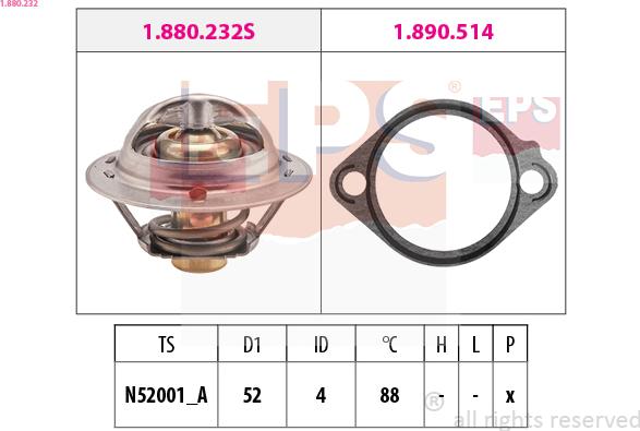 EPS 1.880.232 - Termostato, Refrigerante autozon.pro