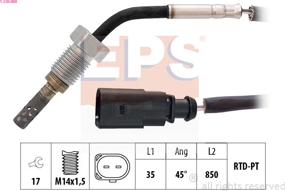 EPS 1.220.099 - Sensore, Temperatura gas scarico autozon.pro