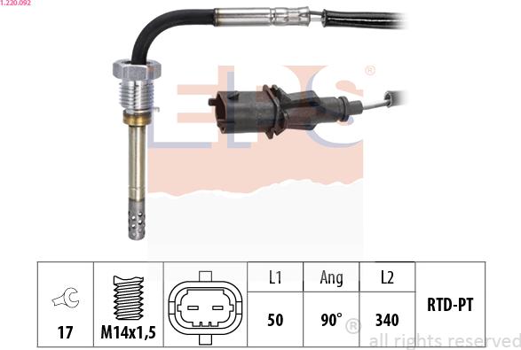 EPS 1.220.092 - Sensore, Temperatura gas scarico autozon.pro