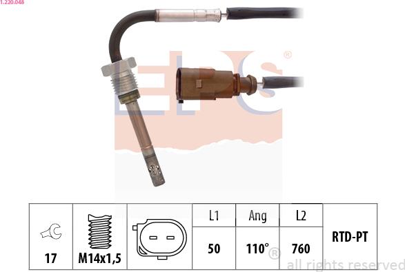 EPS 1.220.048 - Sensore, Temperatura gas scarico autozon.pro