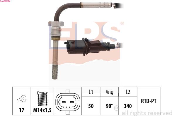 EPS 1.220.042 - Sensore, Temperatura gas scarico autozon.pro