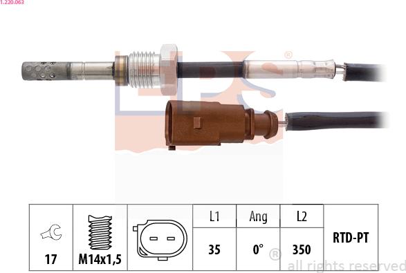 EPS 1.220.063 - Sensore, Temperatura gas scarico autozon.pro