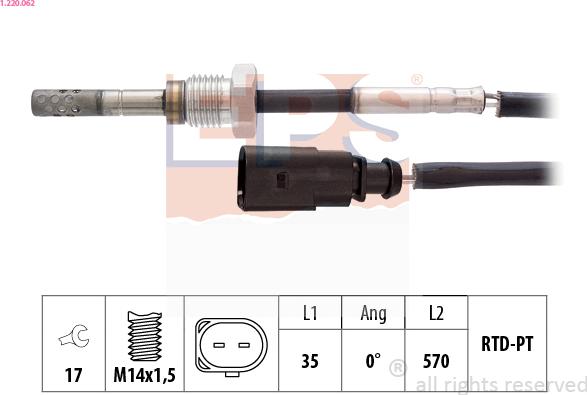 EPS 1.220.062 - Sensore, Temperatura gas scarico autozon.pro