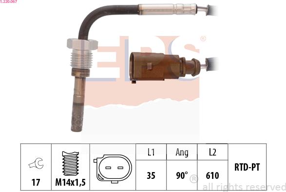 EPS 1.220.067 - Sensore, Temperatura gas scarico autozon.pro