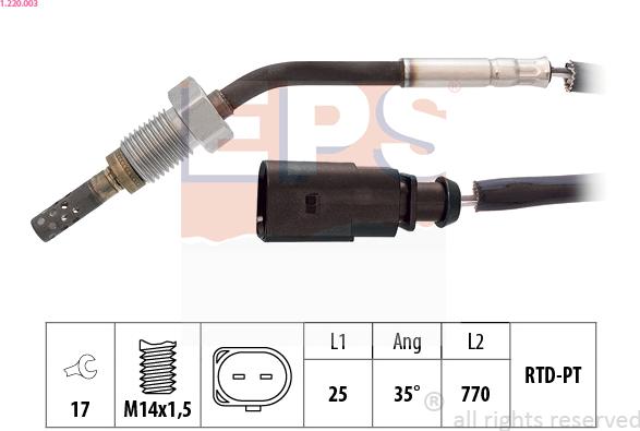 EPS 1.220.003 - Sensore, Temperatura gas scarico autozon.pro