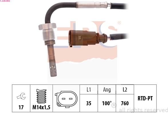 EPS 1.220.002 - Sensore, Temperatura gas scarico autozon.pro