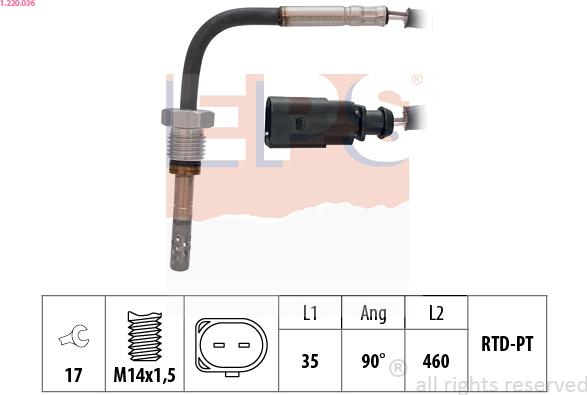 EPS 1.220.036 - Sensore, Temperatura gas scarico autozon.pro