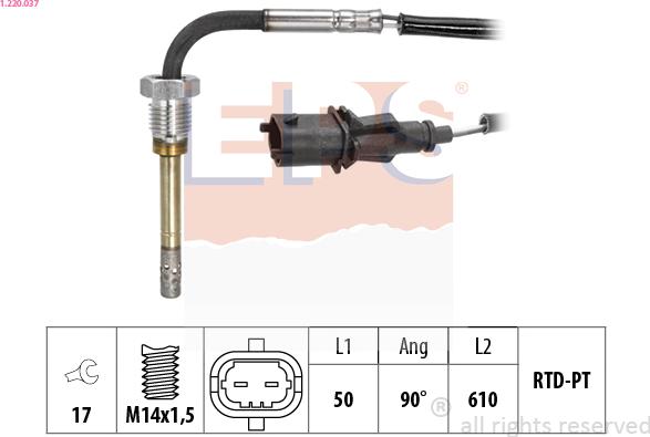 EPS 1.220.037 - Sensore, Temperatura gas scarico autozon.pro