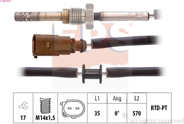 EPS 1.220.075 - Sensore, Temperatura gas scarico autozon.pro