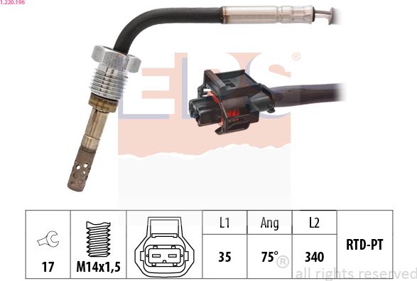 EPS 1.220.196 - Sensore, Temperatura gas scarico autozon.pro