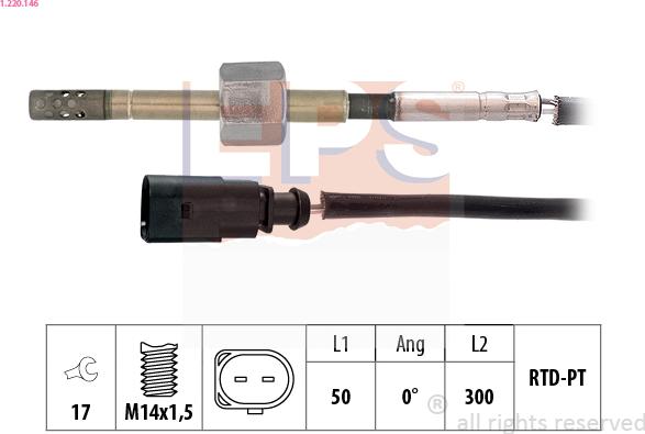 EPS 1.220.146 - Sensore, Temperatura gas scarico autozon.pro