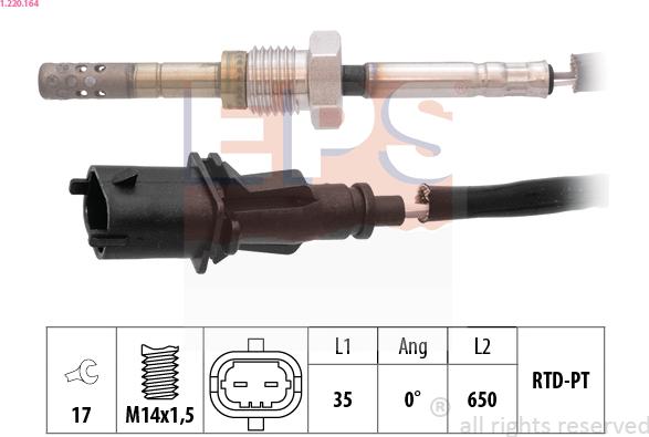 EPS 1.220.164 - Sensore, Temperatura gas scarico autozon.pro