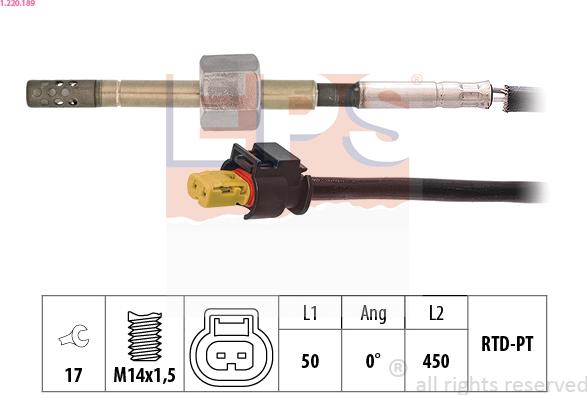 EPS 1.220.189 - Sensore, Temperatura gas scarico autozon.pro