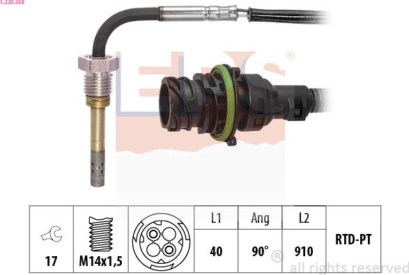 EPS 1.220.358 - Sensore, Temperatura gas scarico autozon.pro