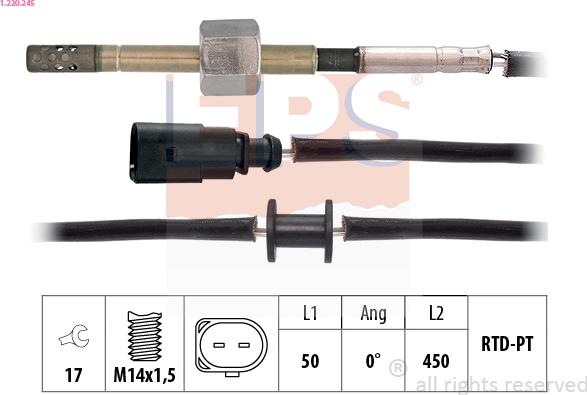 EPS 1.220.245 - Sensore, Temperatura gas scarico autozon.pro