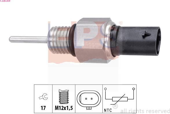 EPS 1.220.259 - Sensore, Temperatura gas scarico autozon.pro