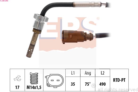 EPS 1.220.265 - Sensore, Temperatura gas scarico autozon.pro