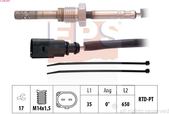 EPS 1.220.261 - Sensore, Temperatura gas scarico autozon.pro