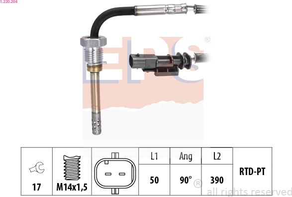 EPS 1.220.204 - Sensore, Temperatura gas scarico autozon.pro