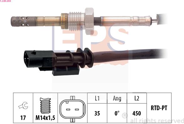 EPS 1.220.203 - Sensore, Temperatura gas scarico autozon.pro